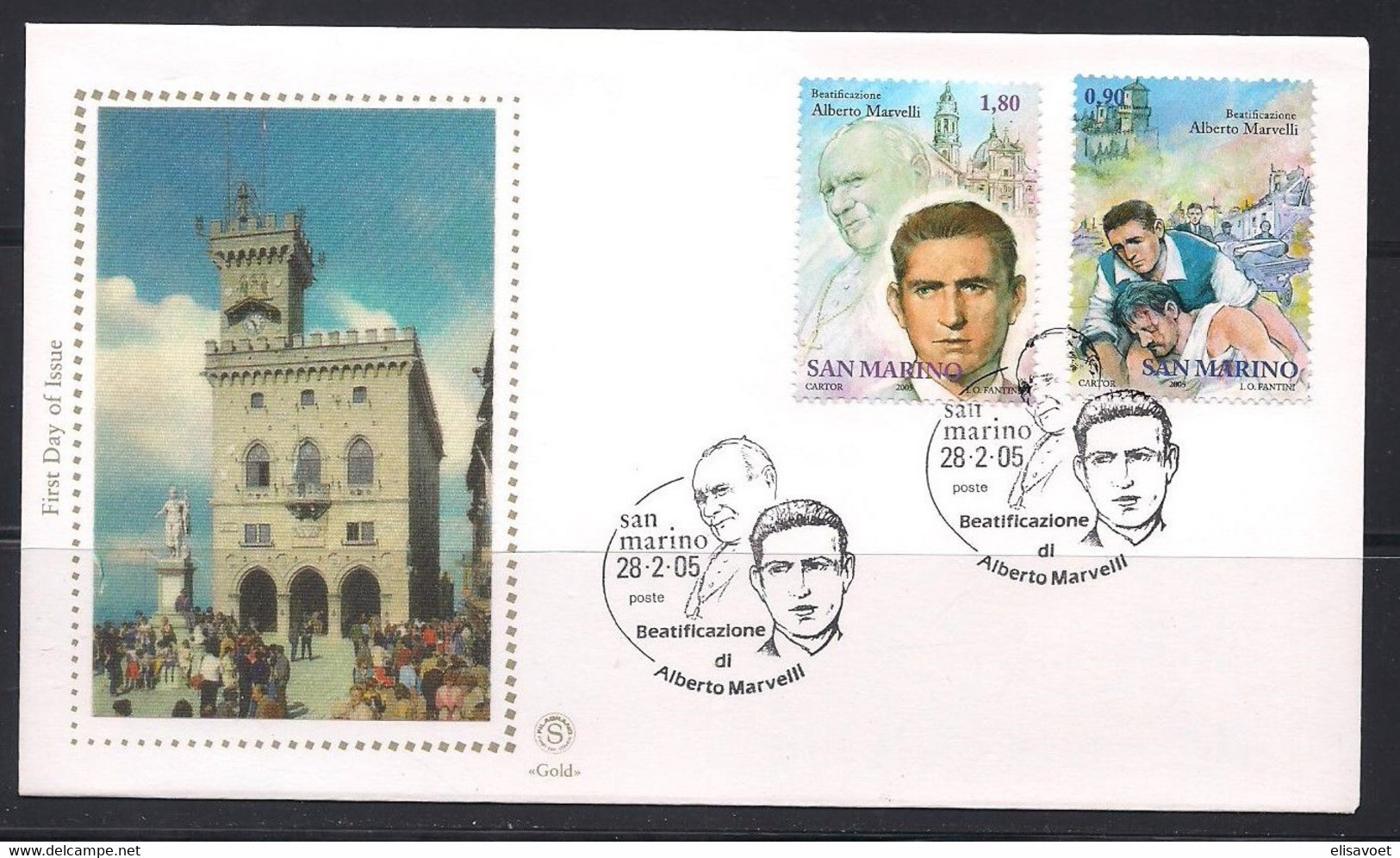 Saint-Marin San Marino 2005  Yvertn° 1983-1984 FDC Cote 6,50 €  Alberto Marvelli Et Jean-Paul II - FDC