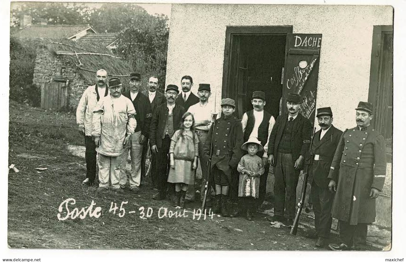 Carte Photo Nouaillas (87) Groupe Gardes Voies Communication (GVC) Poste 45 (63e RI Sur Les Képis) Pas Circulé - 1914 - Ambazac