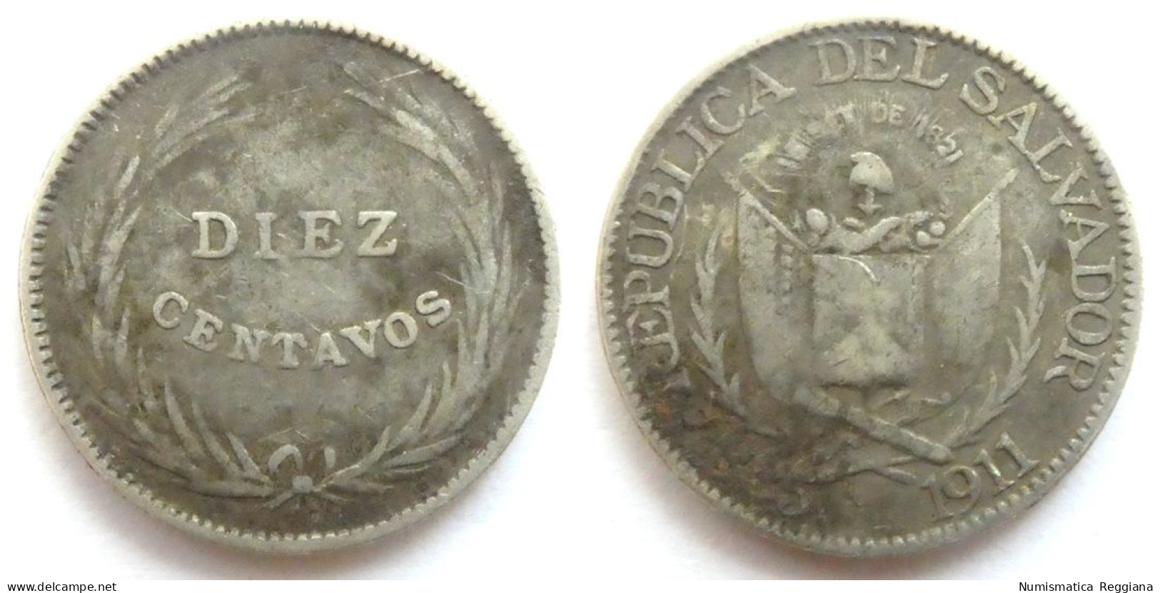 Repubblica Del Salvador - Diez Centavos 1911 Argento - Altri – America