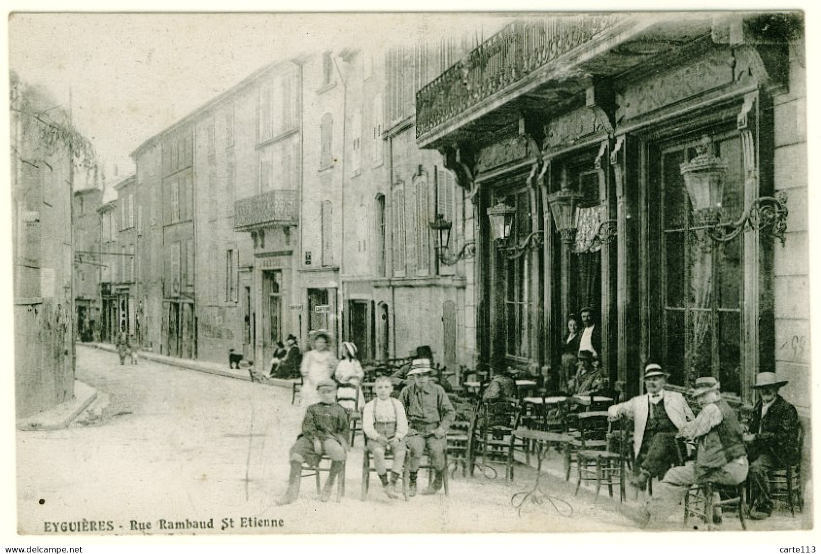 13 - T14689CPA - EYGUIERES - Rue Rambaud Saint Etienne - Cafe Du Progres - Très Bon état - BOUCHES-DU-RHONE - Eyguieres