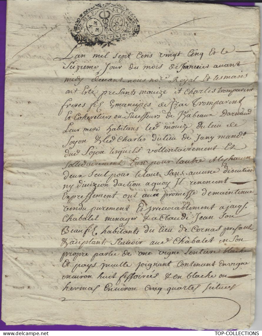 1725 GENERALITE DE MONTPELLIER  Au Nom De Dieu ..vente PAR NOTAIRE SIGN . V.SCANS - Matasellos Generales