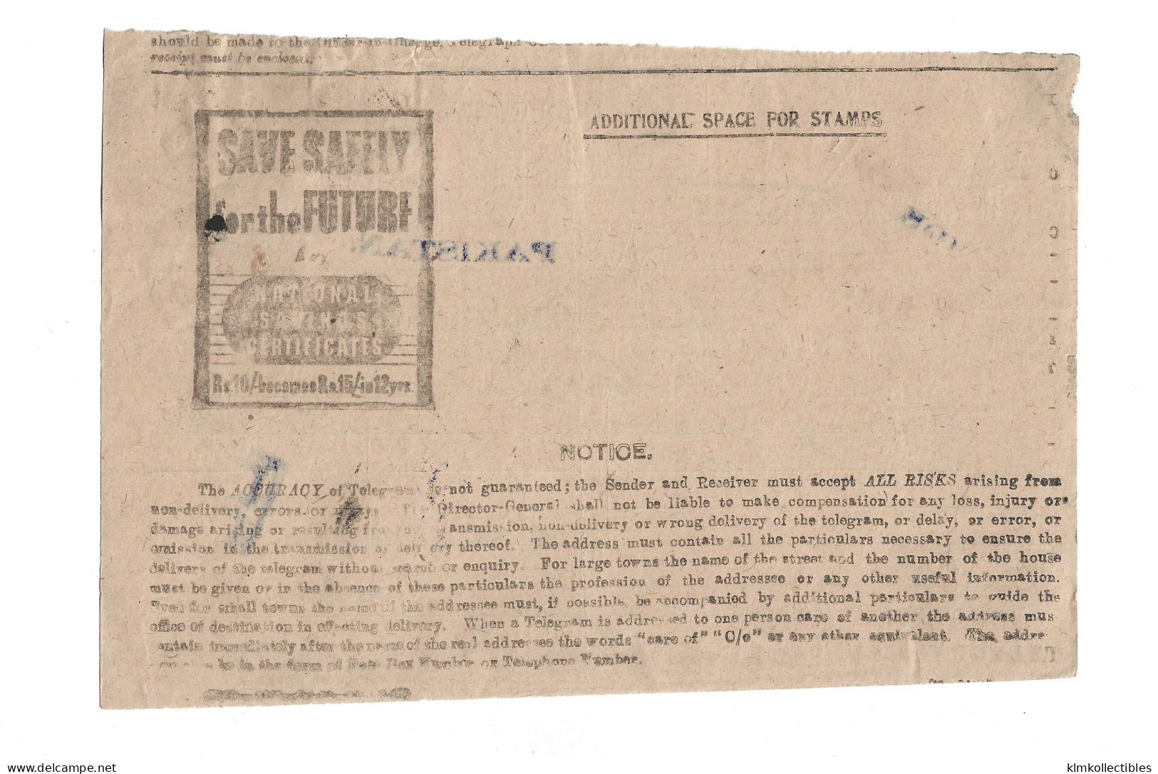 INDIA - 1950 TELEGRAM BOMBAY TO KARACHI PAKISTAN - Brieven En Documenten