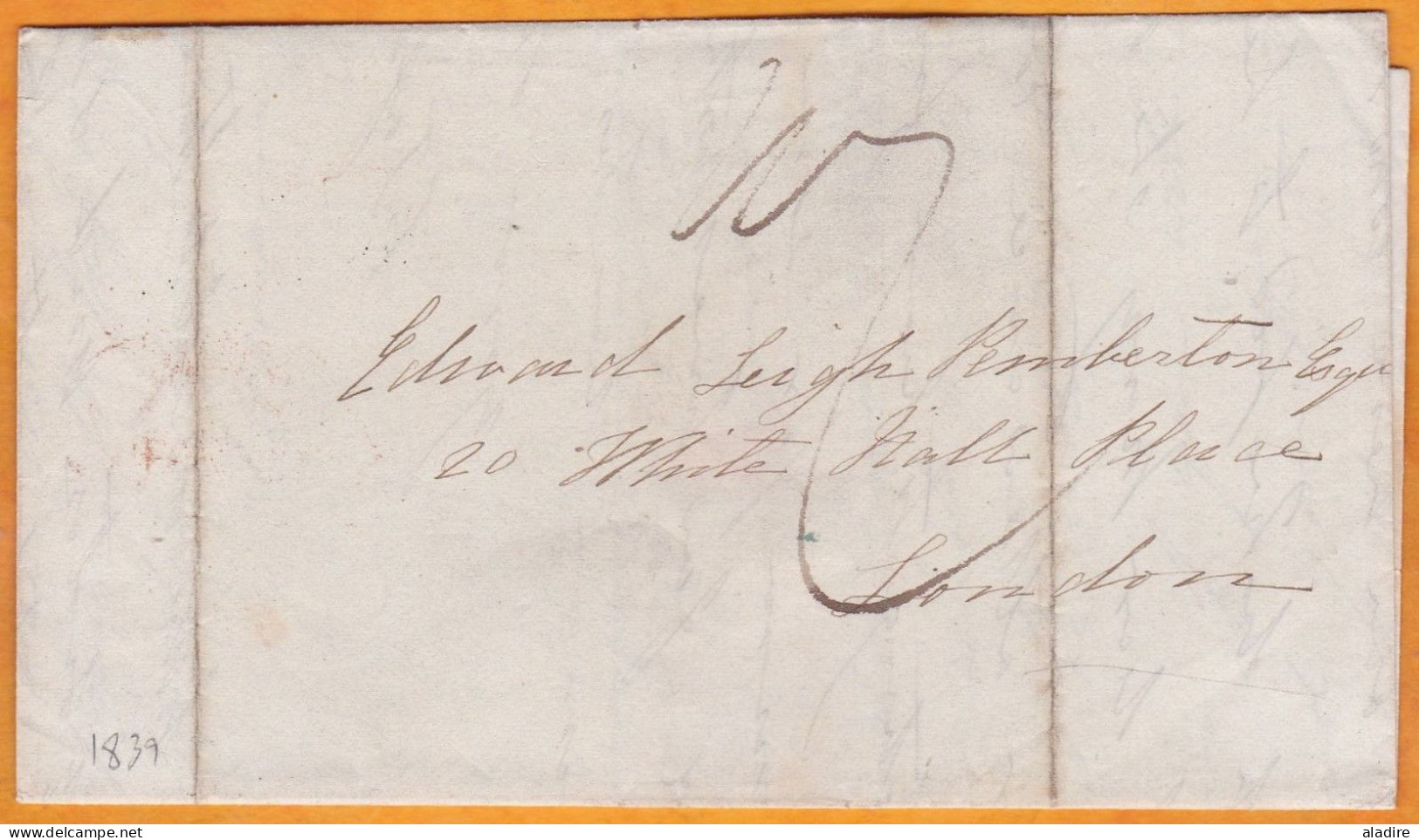 1839 - QV - LIVERPOOL Folded SHIP LETTER To London - Arrival Stamp - Lettre Maritime Liverpool Vers London, Angleterre - Storia Postale