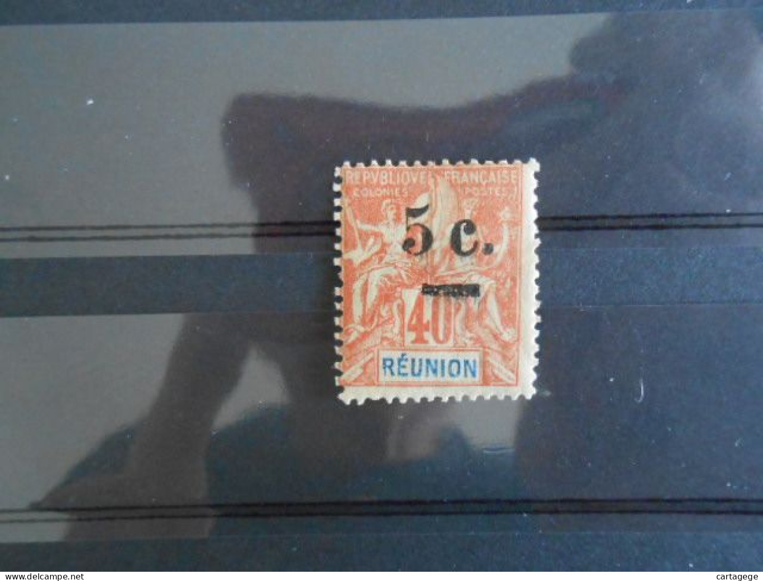 REUNION YT 52 ALLEGORIE 5c. Sur 40c. Rouge-orange* - Unused Stamps