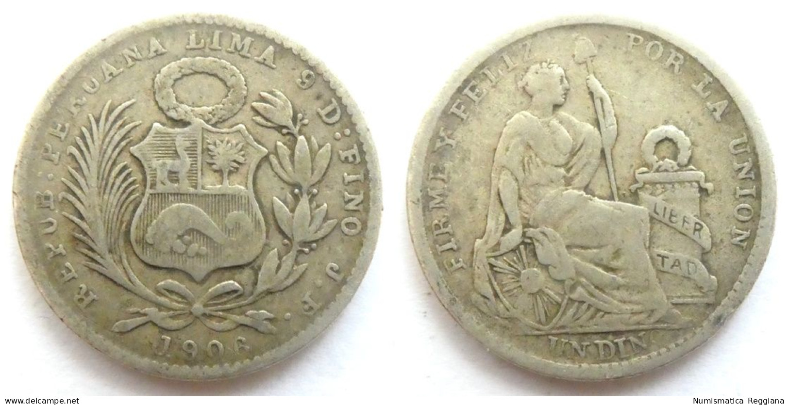 Repubblica Peruviana Lima - PERU - 1 Dino 1906 Argento - Autres – Amérique