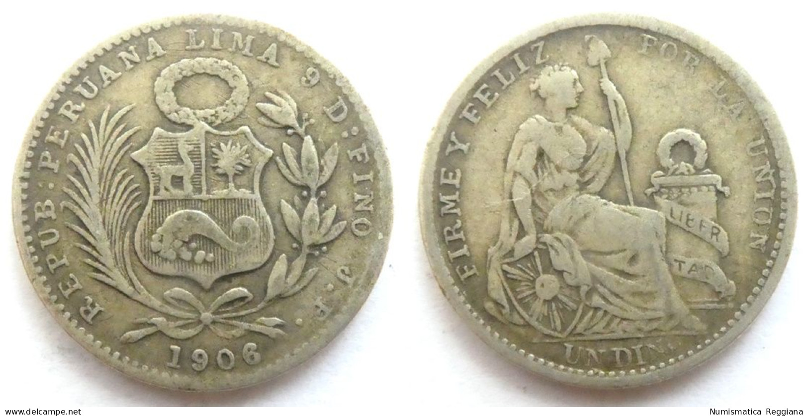 Repubblica Peruviana Lima - PERU - 1 Dino 1906 Argento - Autres – Amérique