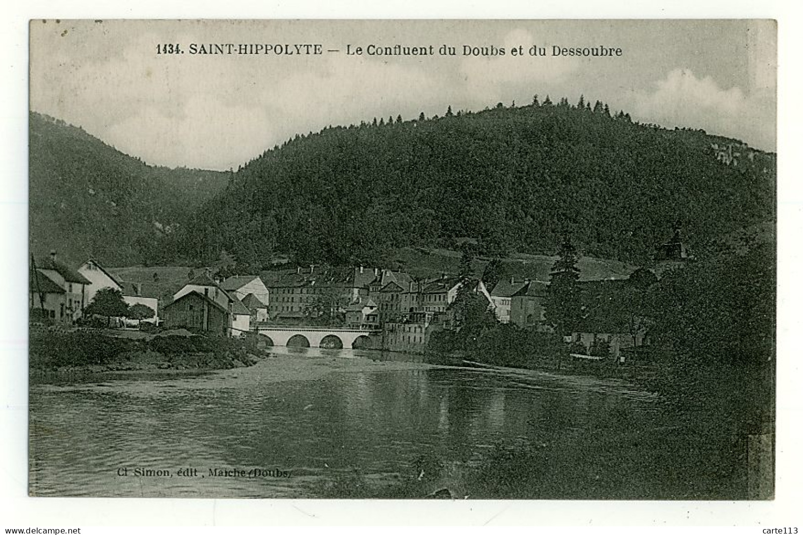 25 - B6231CPA - SAINT HIPPOLYTE - Le Confluent Du Doubs Et Du Dessoubre - Très Bon état - DOUBS - Saint Hippolyte