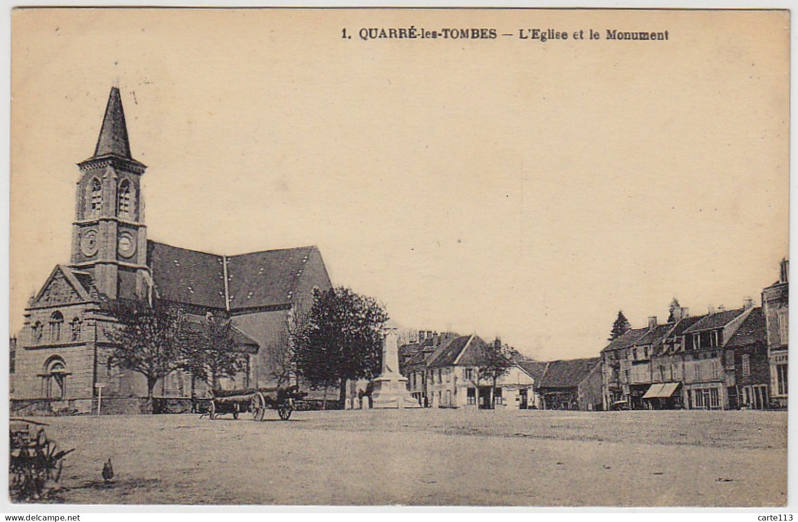 89 - B14199CPA - QUARRE LES TOMBES - Eglise Et Le Monument - Très Bon état - YONNE - Quarre Les Tombes