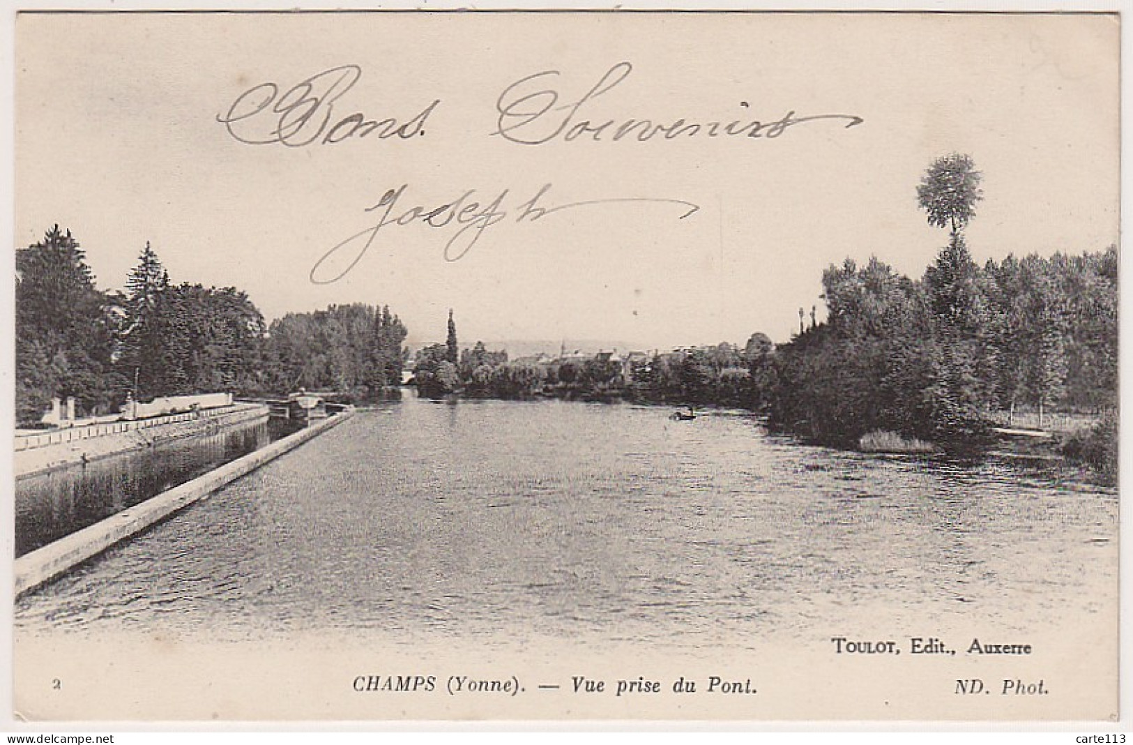 89 - B13900CPA - CHAMPS - Vue Prise Du Pont - Parfait état - YONNE - Champs Sur Yonne