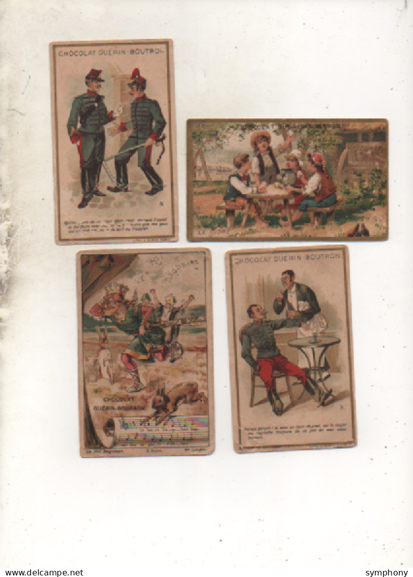 4 Chromos - Chocolat Guerinb-Boutron -   Militaire - Le Cidre - Militaire (rapée En Bas  - Roi Dagobert - Vverso - Guérin-Boutron