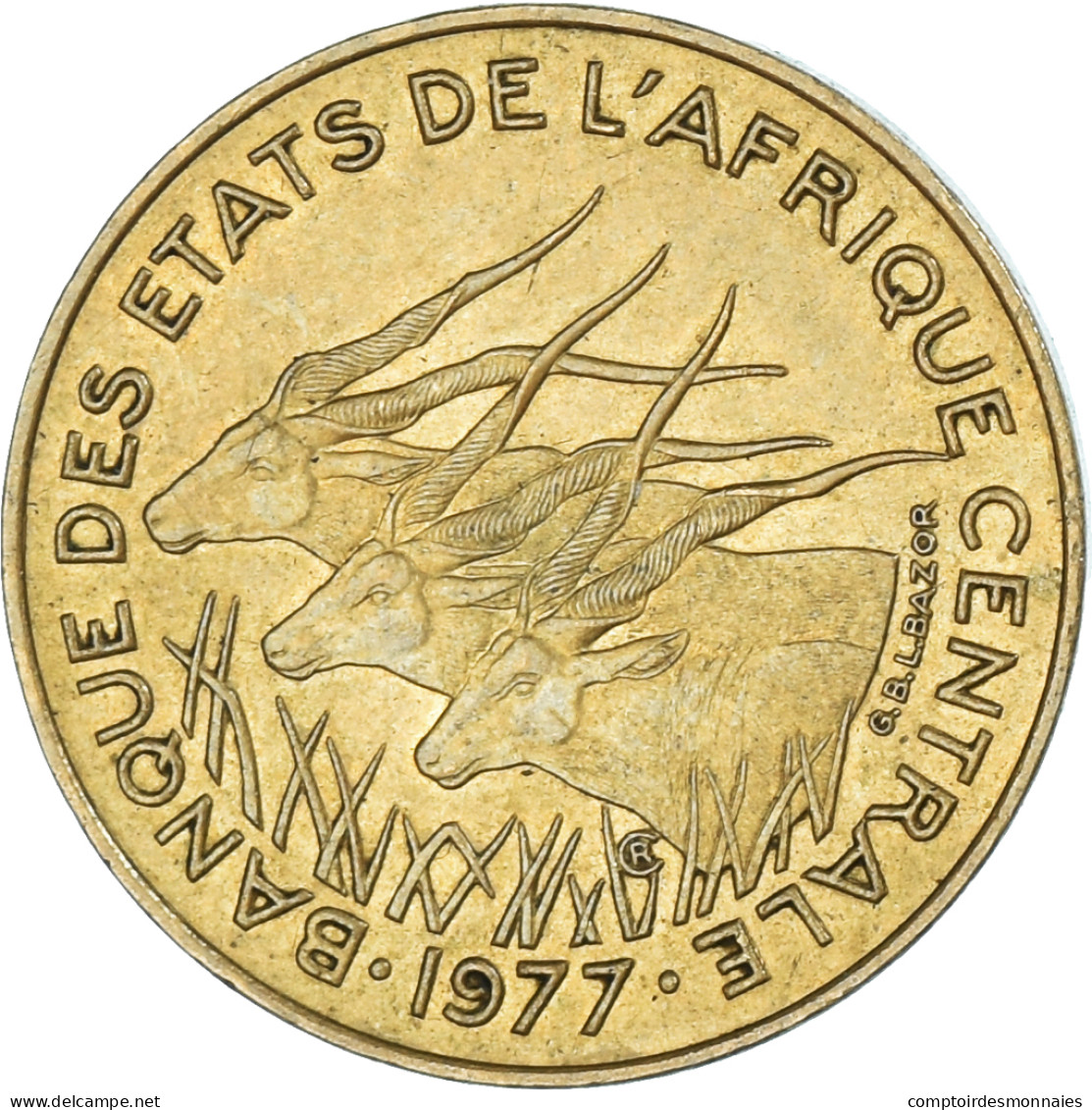 Monnaie, États De L'Afrique Centrale, 5 Francs, 1977 - República Centroafricana