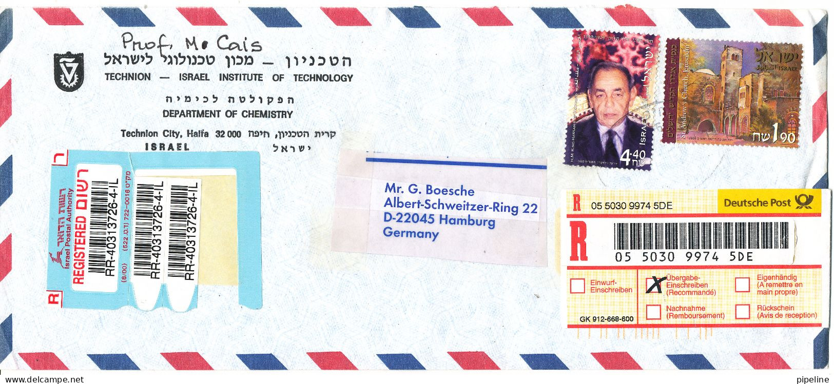 Israel Registered Air Mail Cover Sent To Germany 17-5-2001 - Airmail