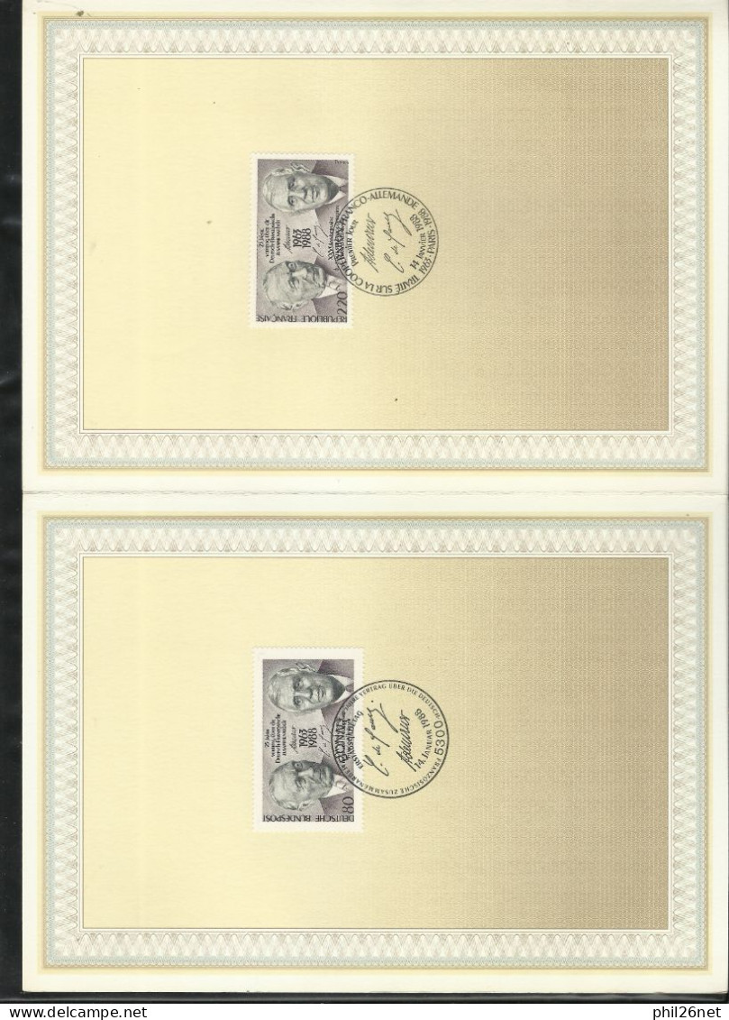 Emission Conjointe De Gaulle Et Adenauer Encarts FDC Et Blocs De 4 Des France N°2501 Allemagne N°1183 Neufs * * B./TB - De Gaulle (General)