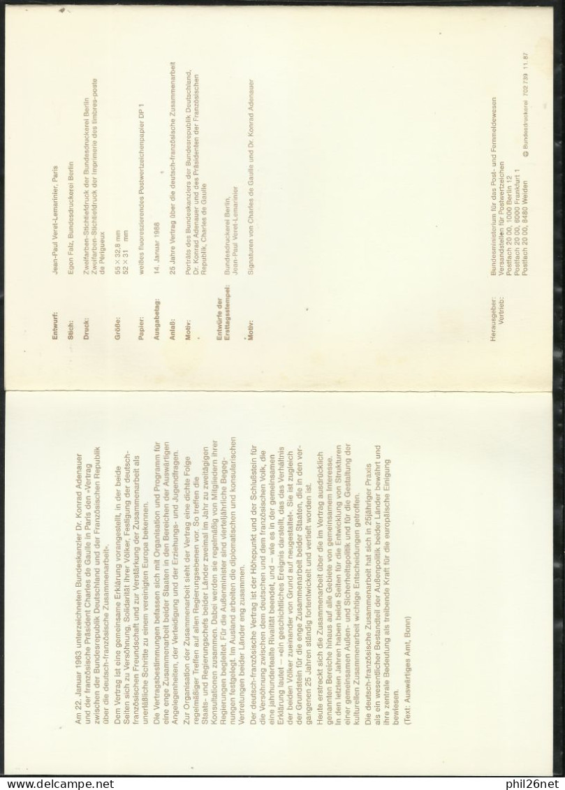 Emission Conjointe De Gaulle Et Adenauer Encarts FDC Et Blocs De 4 Des France N°2501 Allemagne N°1183 Neufs * * B./TB - De Gaulle (General)