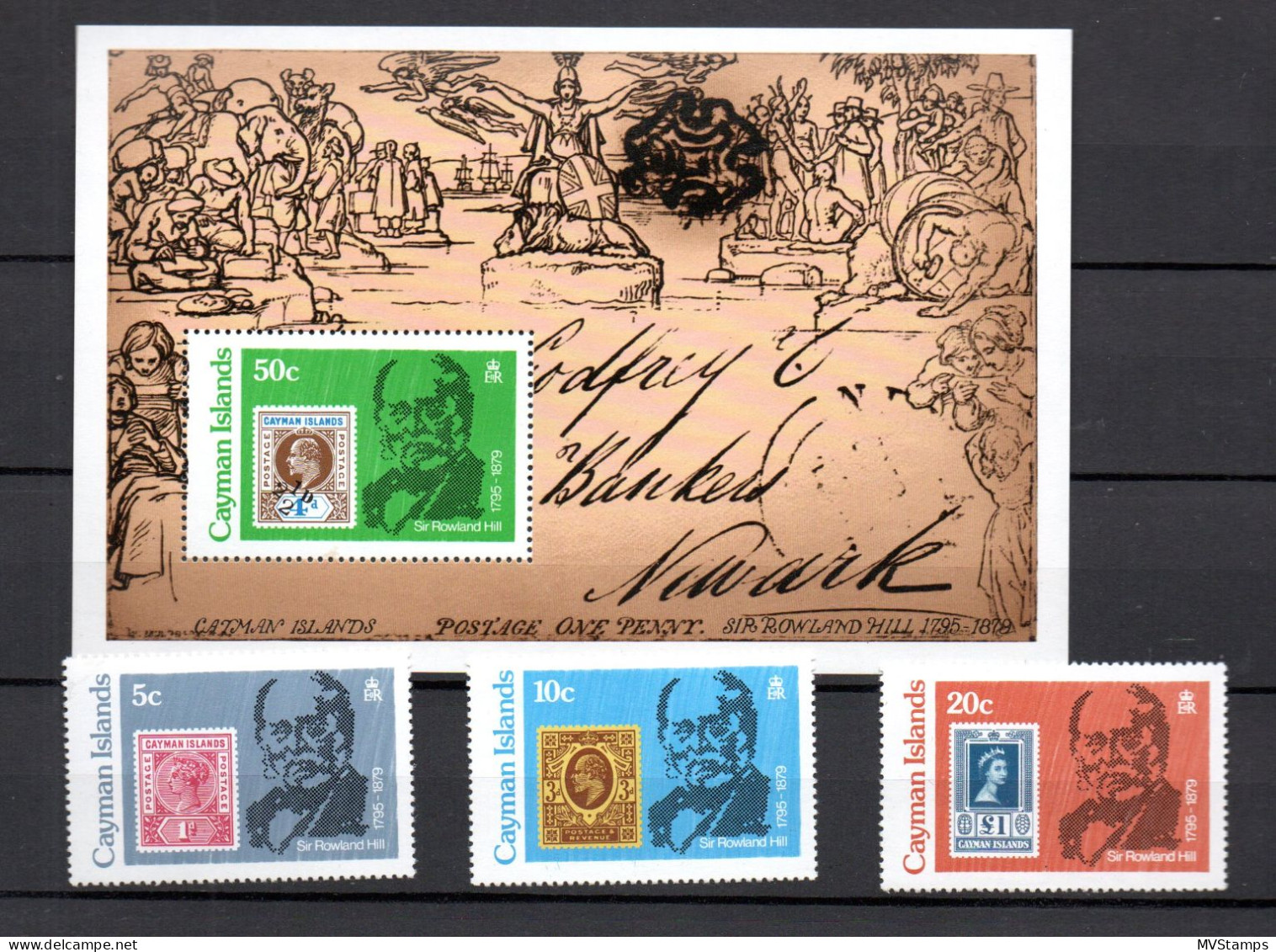 Kaiman Inseln 1979 Satz 430/32 + Block 13 Sir Rowland Hill Postfrisch - Cayman Islands