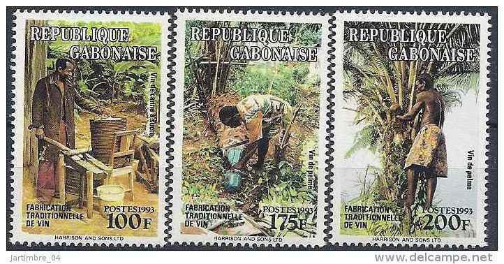 1993  GABON 764-66** Vin De Palme - Gabon (1960-...)