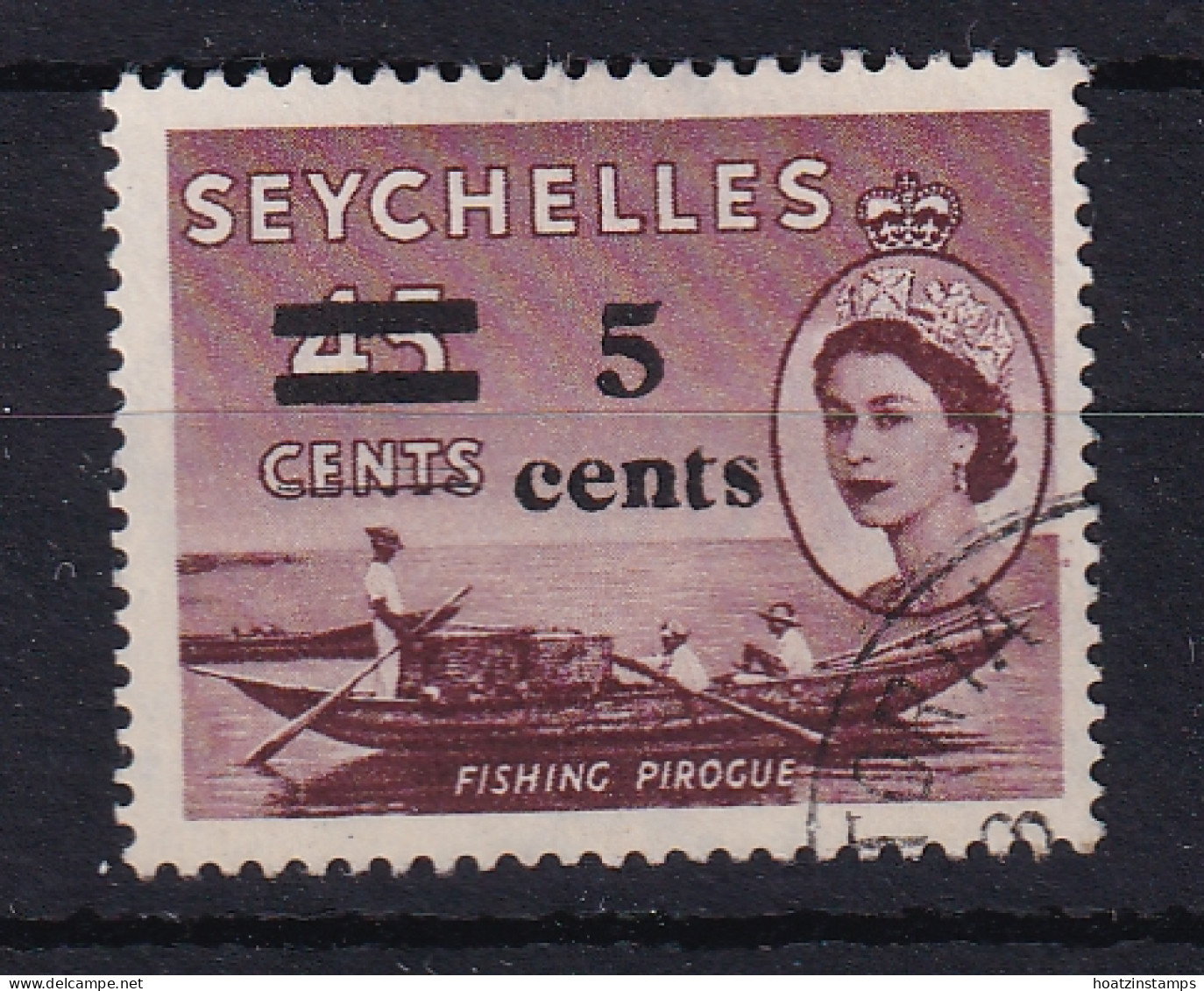 Seychelles: 1957   QE II - Surcharge   SG191   5c On 45c     Used - Seychellen (...-1976)