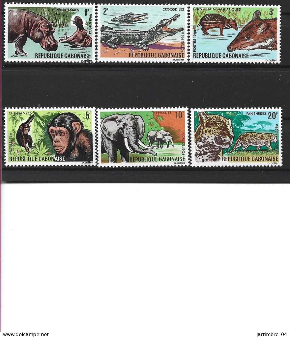 1967 GABON 202-07** Animaux, Singe, éléphant, Panthère - Gabun (1960-...)