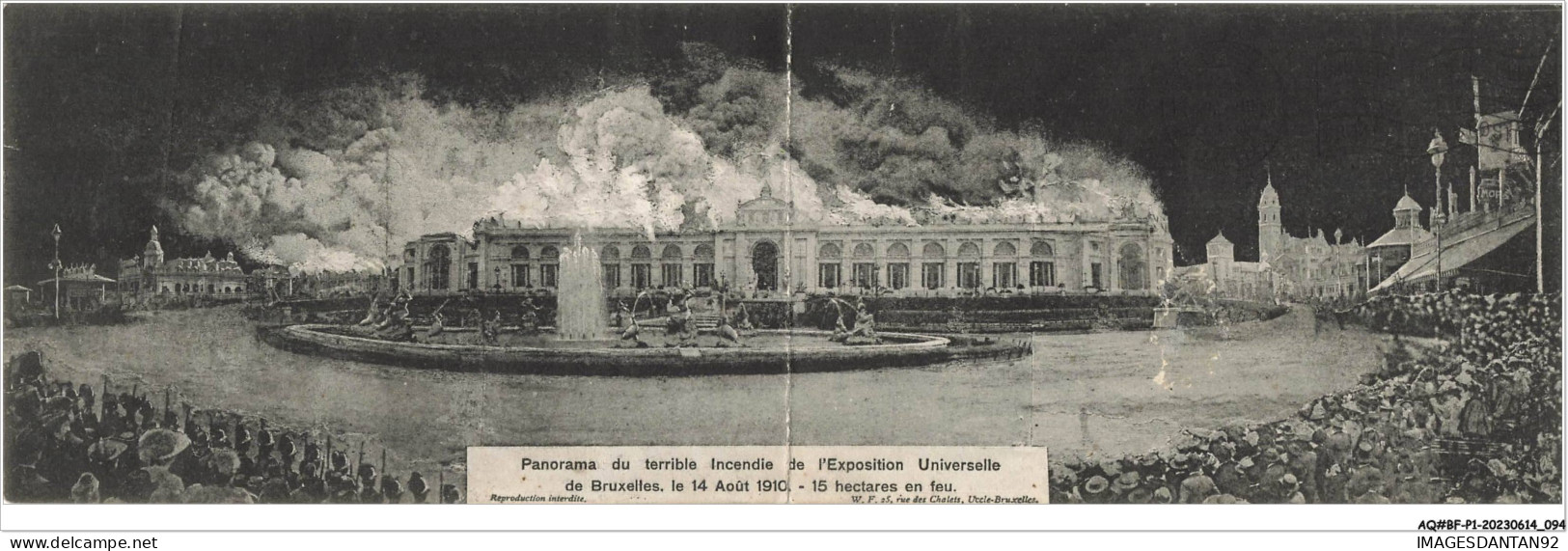 AQ#BFP1-BELGIQUE-0048 - BRUXELLES - Exposition Universelle - Panorama Du Terrible Incendie - Carte Double - Mostre Universali
