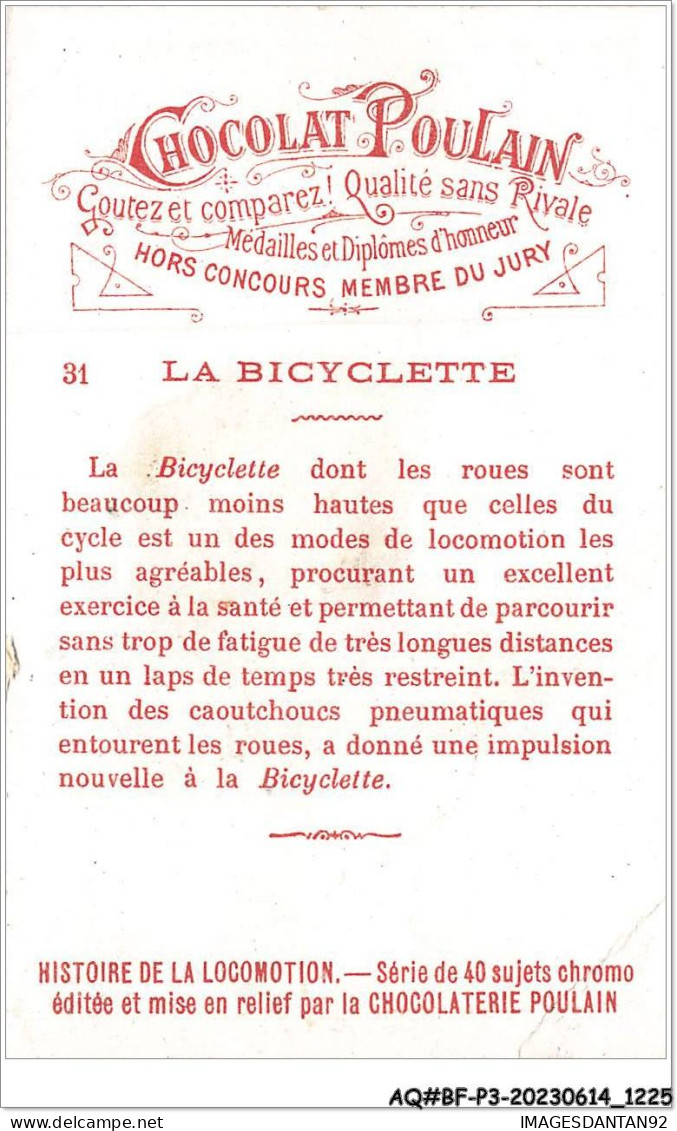 AQ#BFP3-CHROMOS-0610 - CHOCOLAT POULAIN - La Bicyclette - Poulain