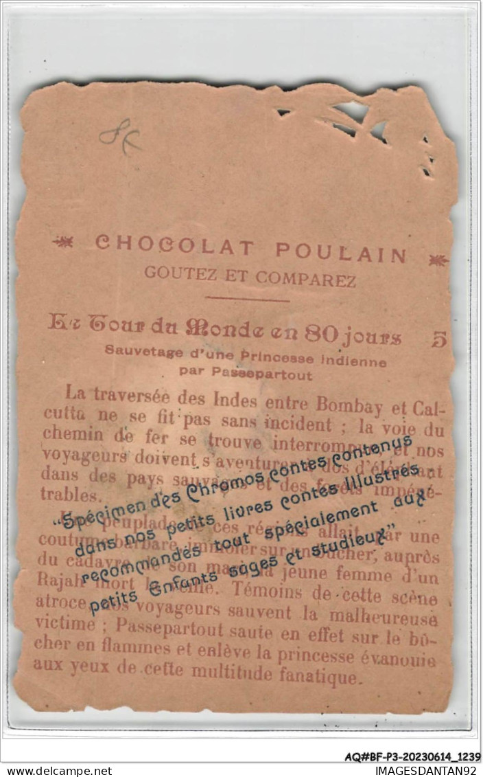 AQ#BFP3-CHROMOS-0617 - CHOCOLAT POULAIN - Le Tour Du Monde En 80 Jours - Sauvetage D'une Princesse INDES BOMBAY - Poulain