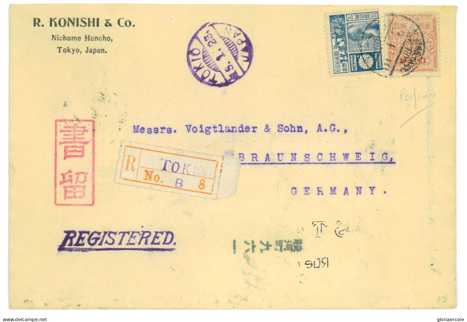 P2787 - JAPAN/PHOTOGRAFY TOPICAL. EXTREMALLY UNUSUAL PERFIN STAMP, FROM R. KONISHI & CO. - Covers & Documents