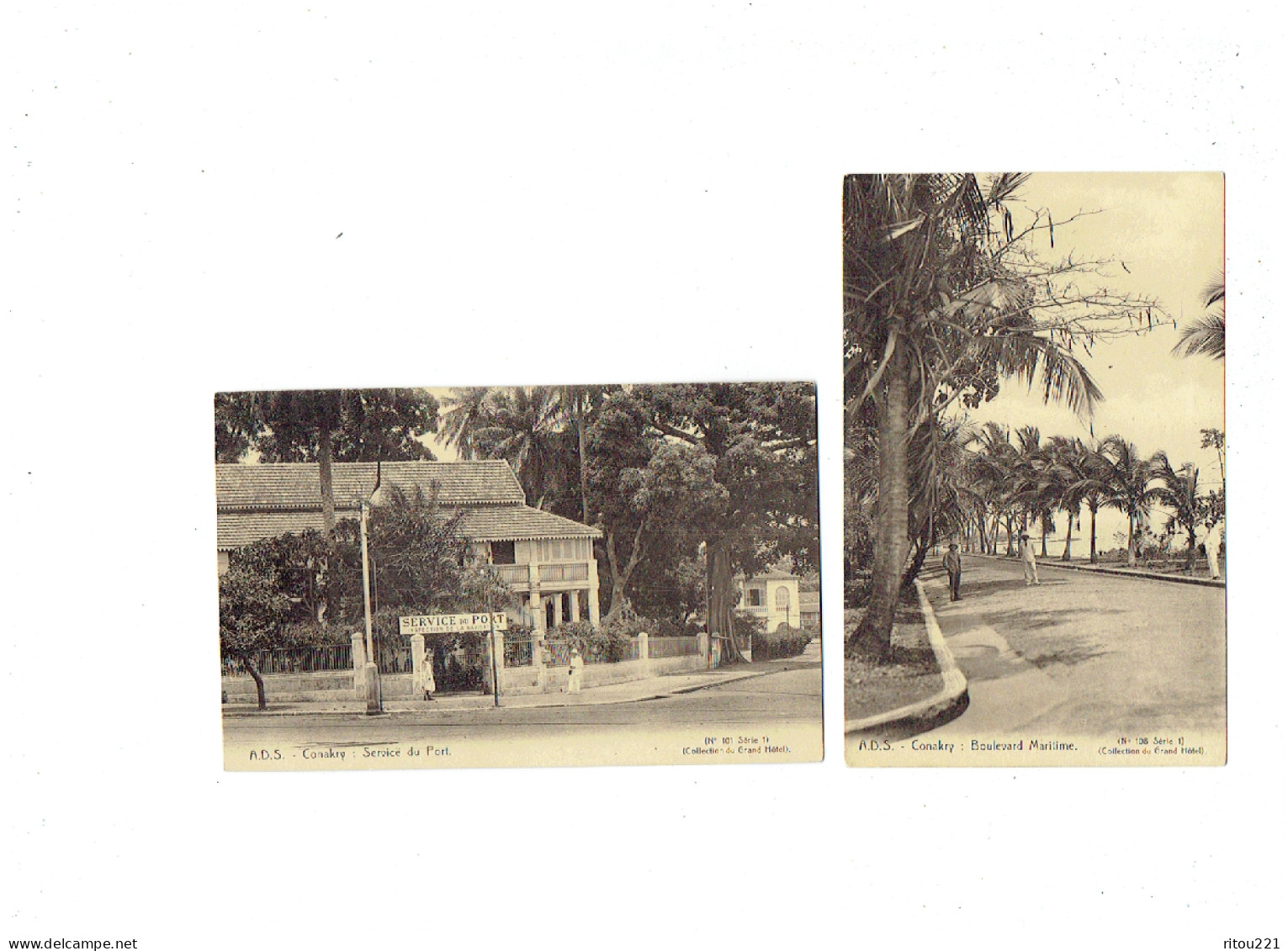 Lot 2 Cpa - Conakry Guinée - A.D.S. N°108-101 Service Du Port Inspection Navigation / Boulevard Maritime Animation Arbre - Guinea