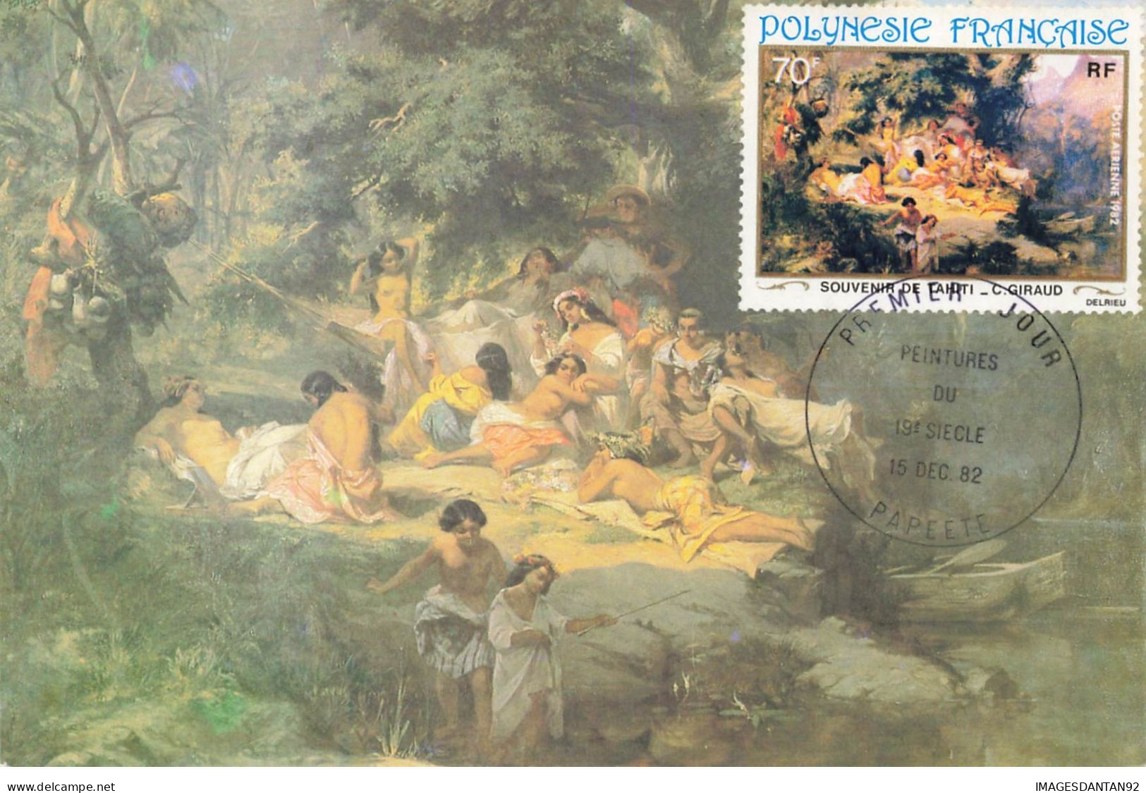 CARTE MAXIMUM #23545 POLYNESIE FRANCAISE PAPEETE 1982 PEINTURES DU  19 EME GIRAUD TAHITI SEINS NU NUDE - Maximumkarten