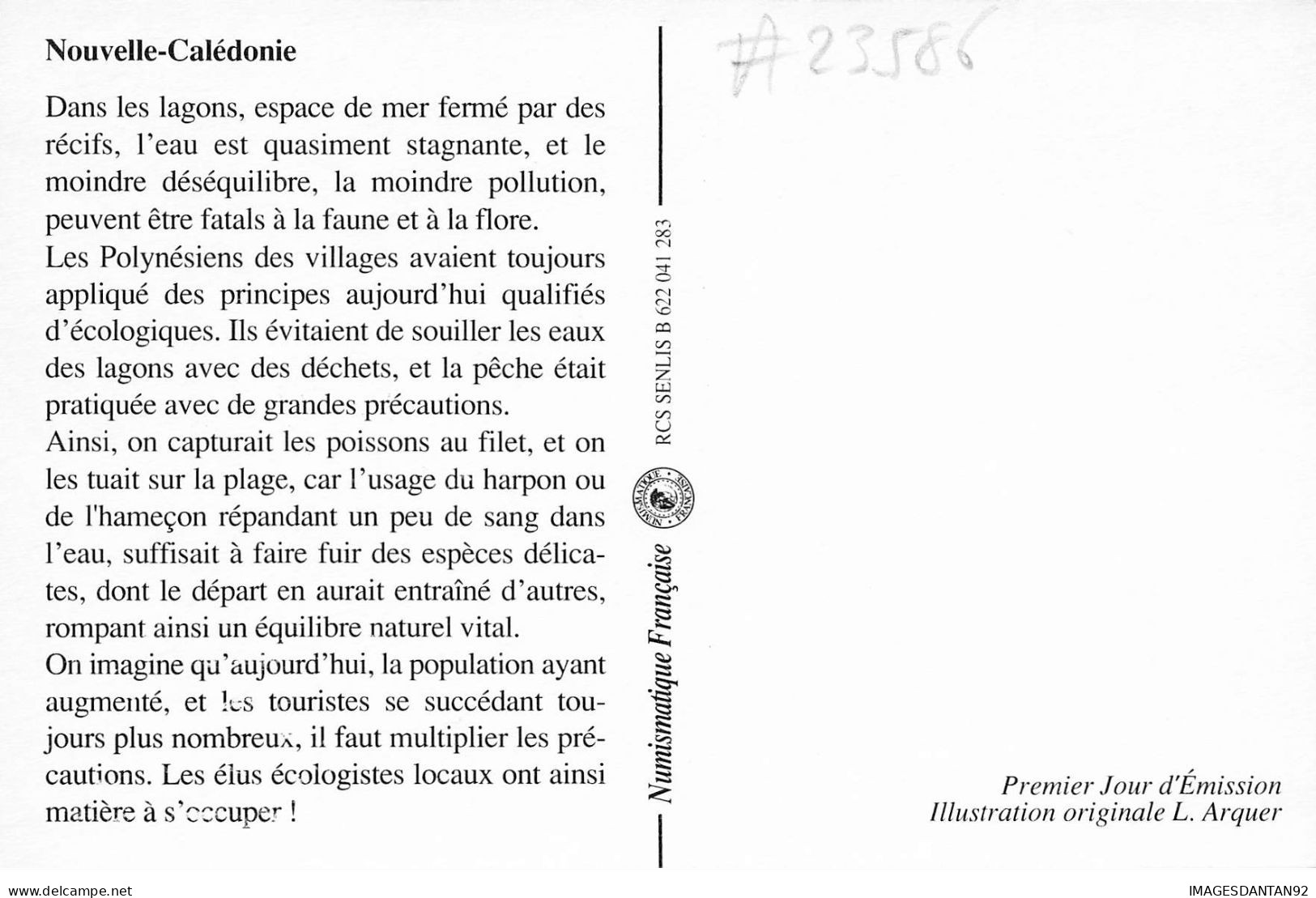 CARTE MAXIMUM #23586 NOUVELLE CALEDONIE NOUMEA 1993 PROTECTION DU LAGON - Maximum Cards