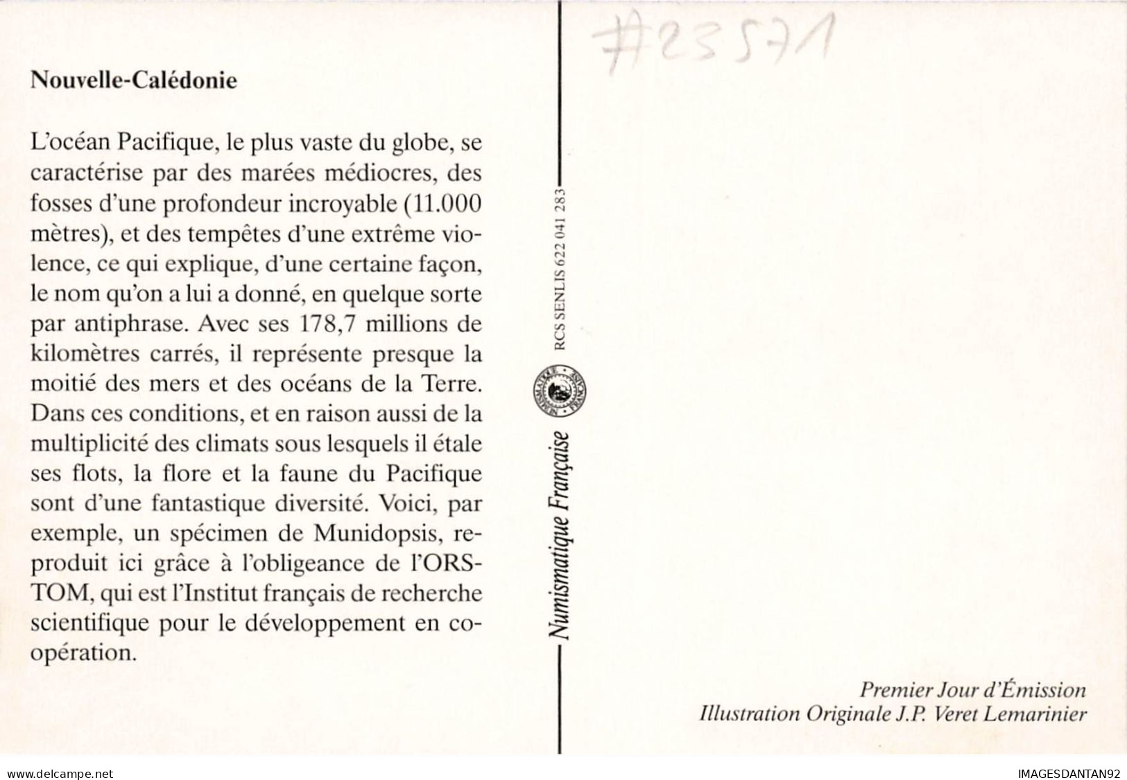 CARTE MAXIMUM #23571 NOUVELLE CALEDONIE NOUMEA 1990 MONDE DES PROFONDEURS MUNIDOPSIS ORSTOM - Maximum Cards