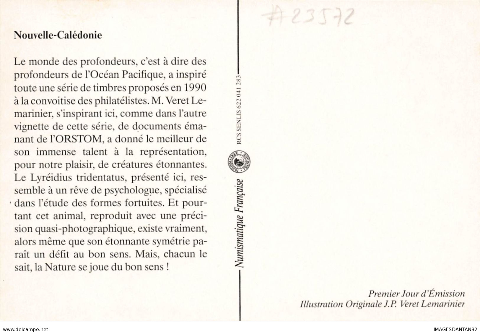 CARTE MAXIMUM #23572 NOUVELLE CALEDONIE NOUMEA 1990 MONDE DES PROFONDEURS ORSTOM - Cartes-maximum