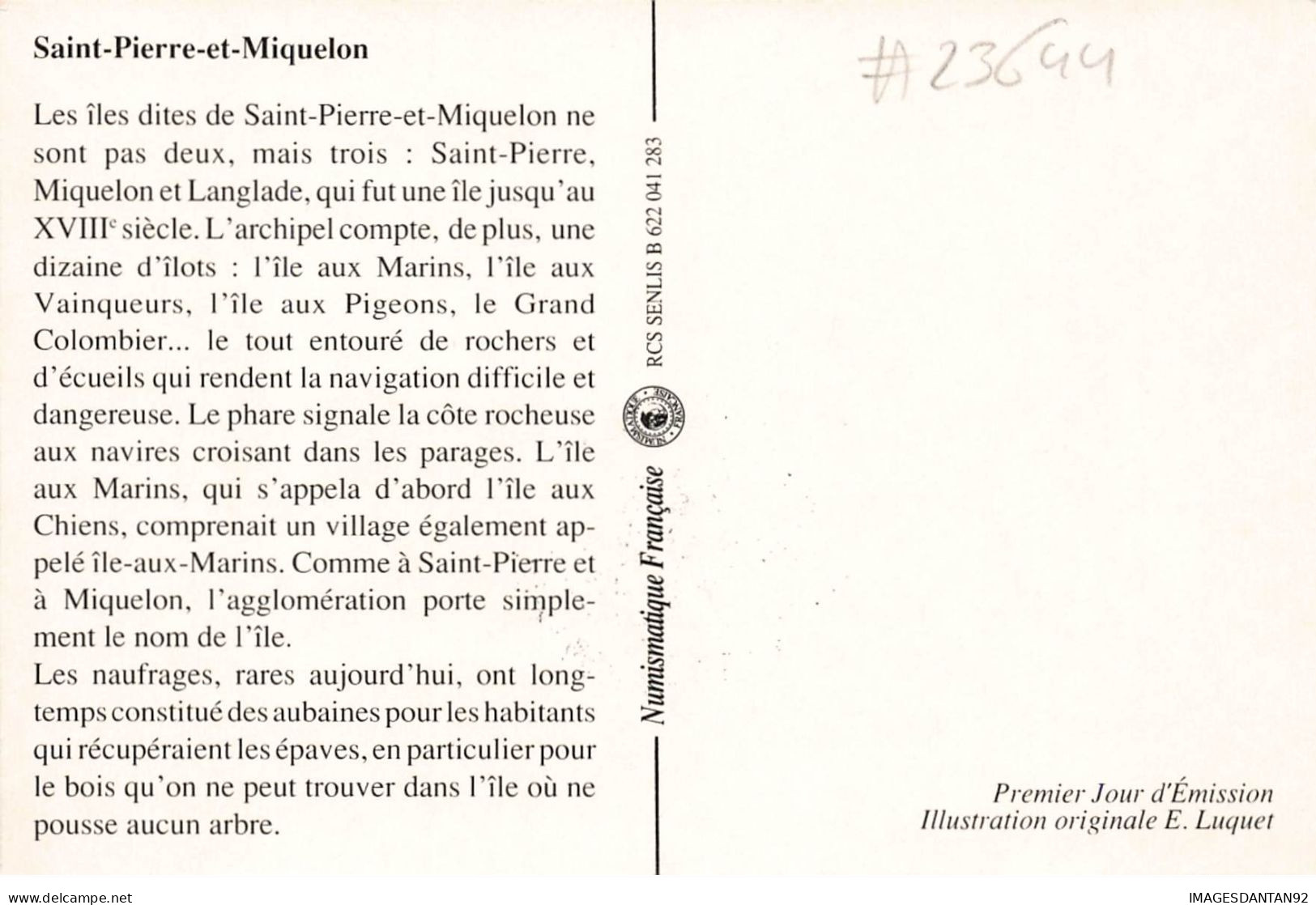 CARTE MAXIMUM #23644 SAINT PIERRE ET MIQUELON 1992 LES PHARES PHARE DE L ILE AUX MARINS - Maximum Cards