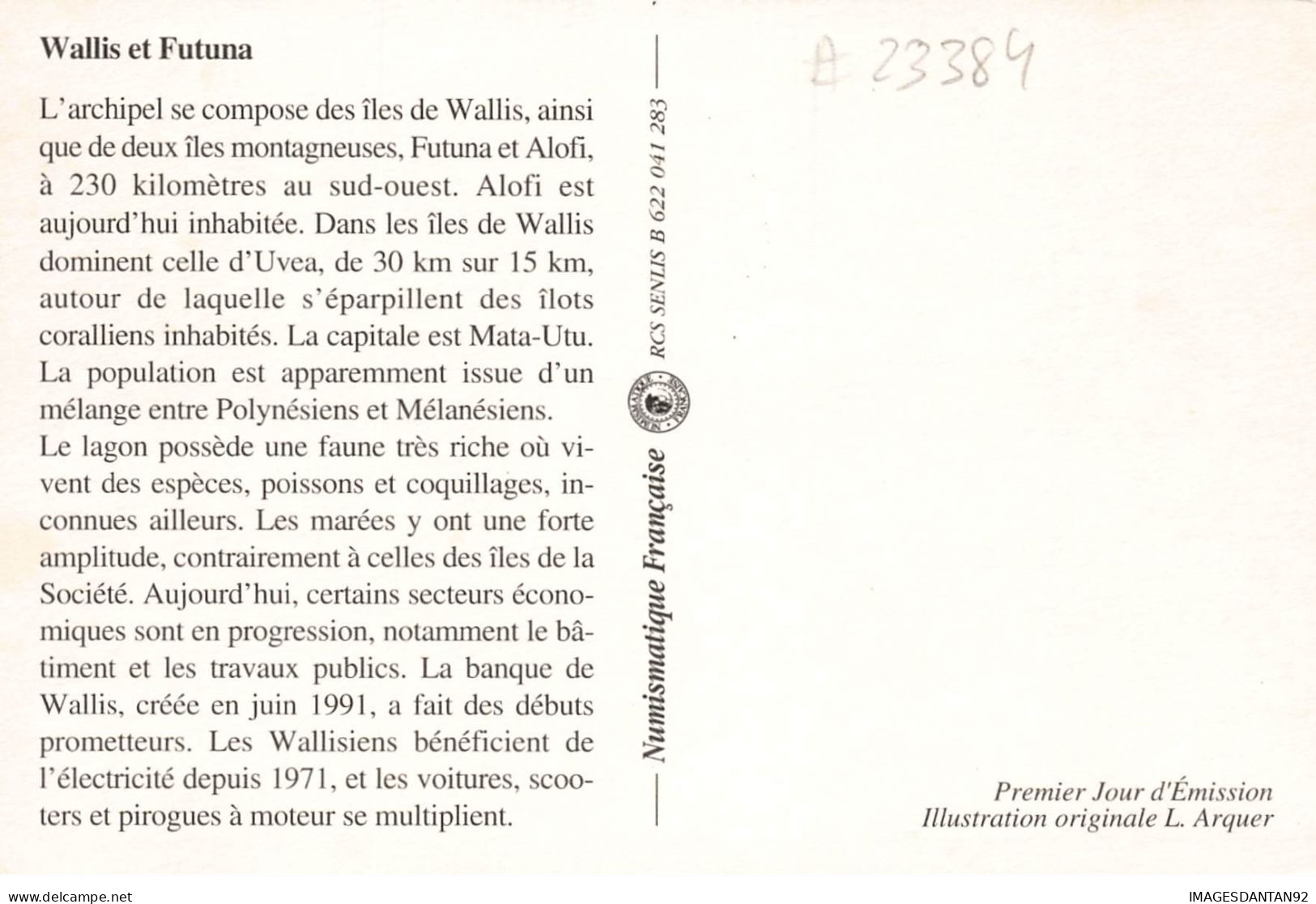 CARTE MAXIMUM #23384 WALLIS ET FUTUNA MATA UTU ULM 1994 AVIATION AVION HYDROPLANE HYDROAEROPLANE - Maximum Cards