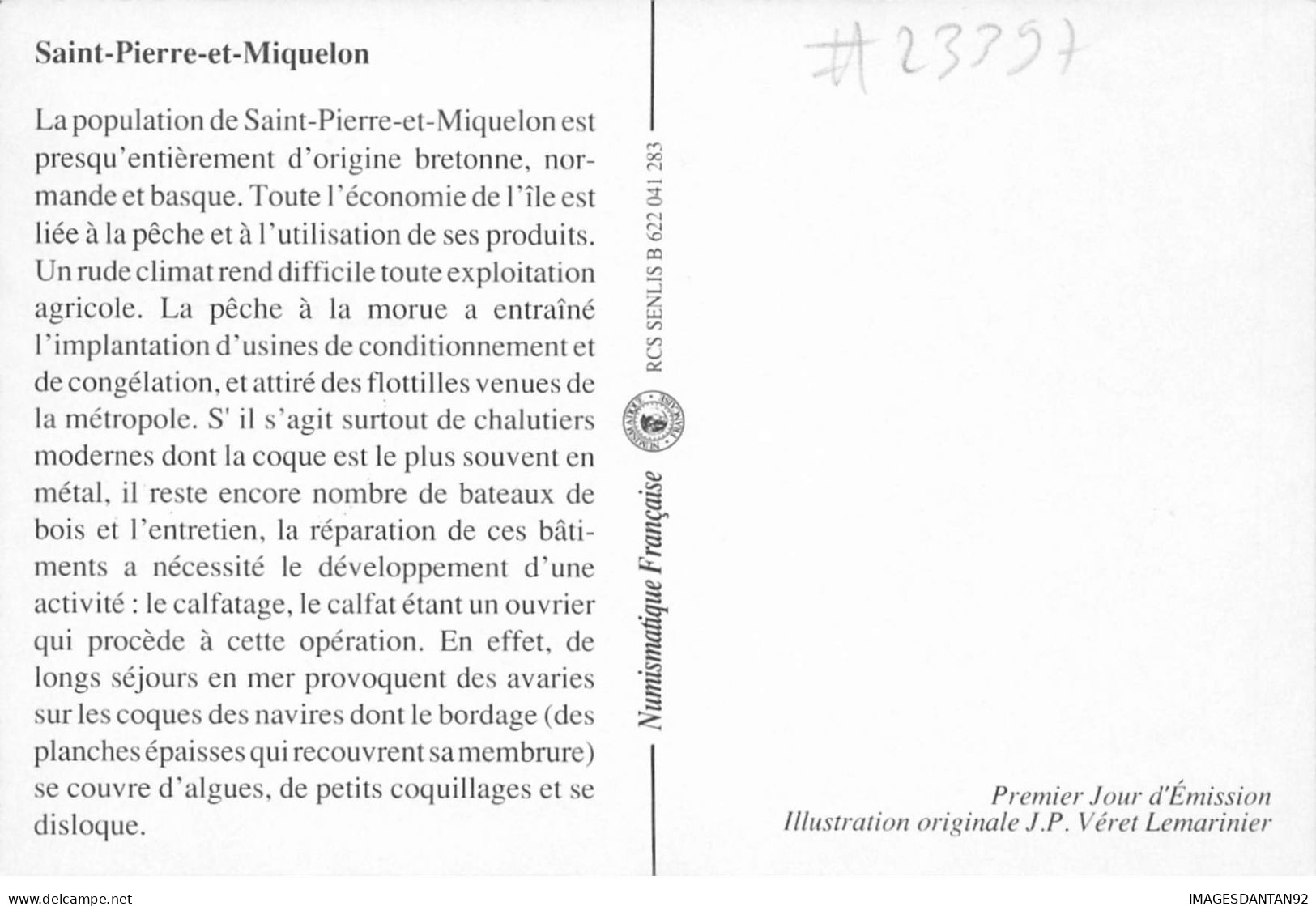 CARTE MAXIMUM #23397 SAINT PIERRE ET MIQUELON 1992 OUTILS DE CALIFAT - Maximumkaarten