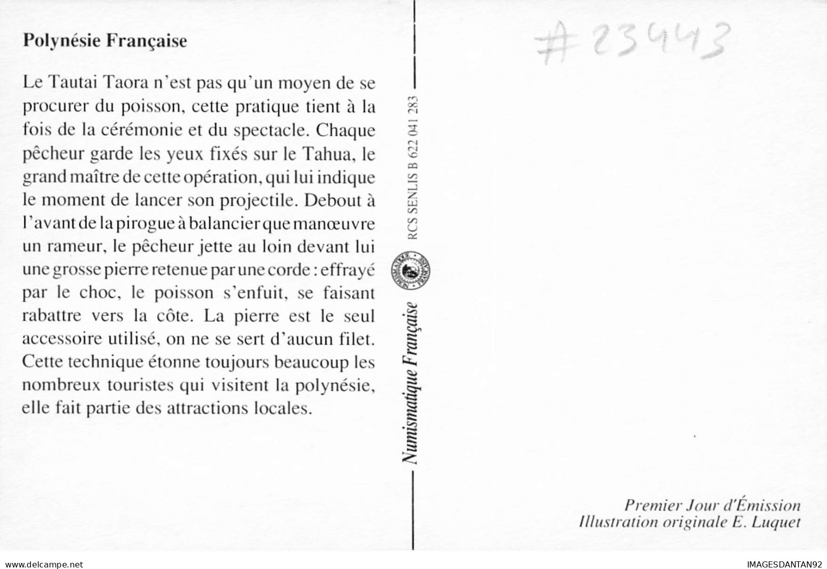 CARTE MAXIMUM #23443 POLYNESIE FRANCAISE PAPEETE 1991 LA PECHE AUX CAILLOUX - Tarjetas – Máxima