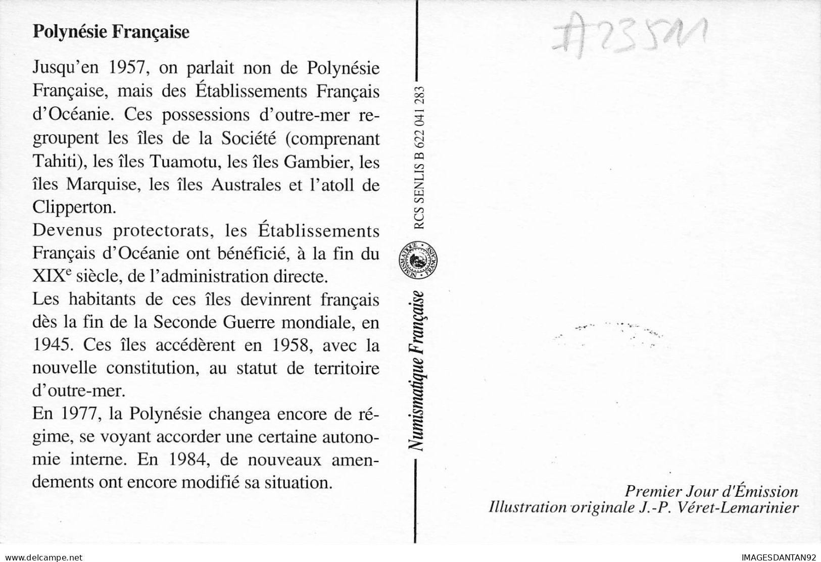 CARTE MAXIMUM #23511 POLYNESIE FRANCAISE PAPEETE 1993 JOURNEE MONDIALE TOURISME - Cartoline Maximum