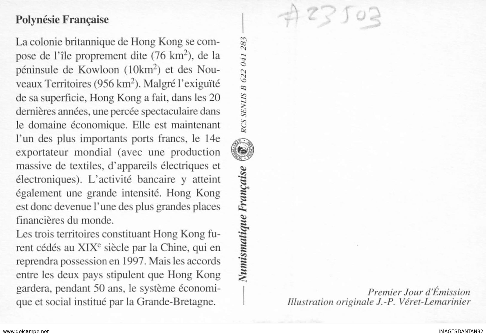 CARTE MAXIMUM #23503 NOUVELLE CALEDONIE NOUMEA 1994 HONGKONG HONG KONG - Cartes-maximum