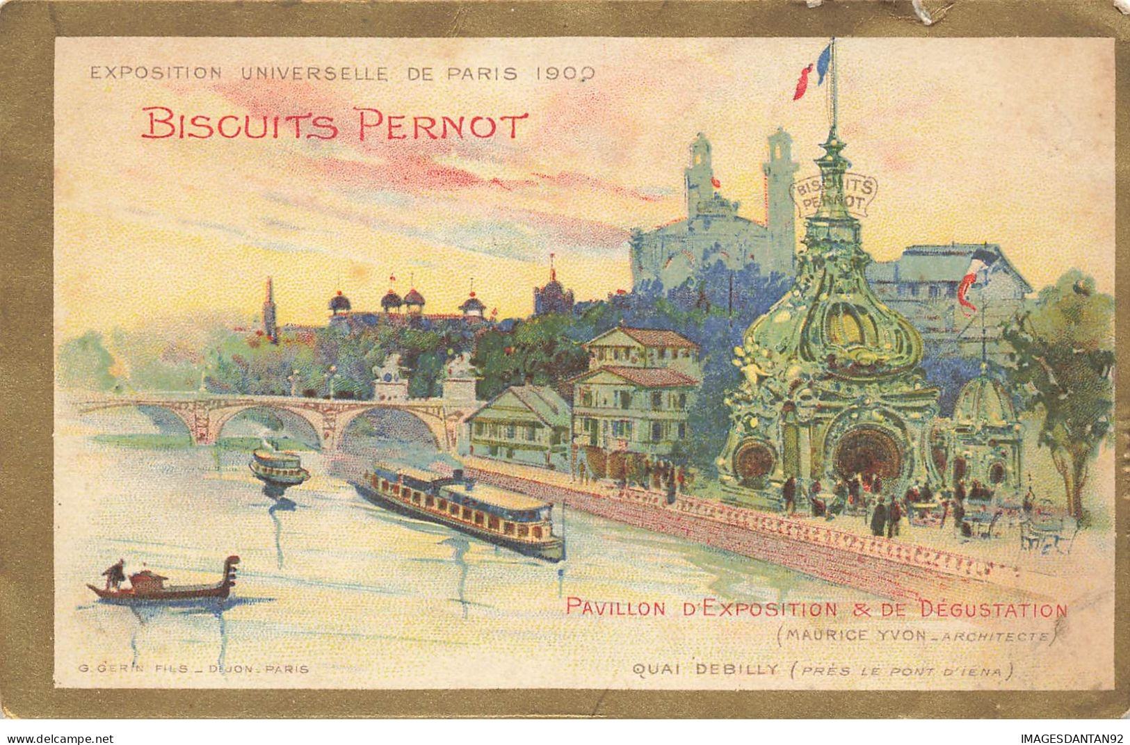CHOMO BISCUIT PERNOT #25736 PAVILLON D EXPOSITION QUAI DEBILLY PONT IENA PARIS PLAN EXPOSITION 1900 - Pernot