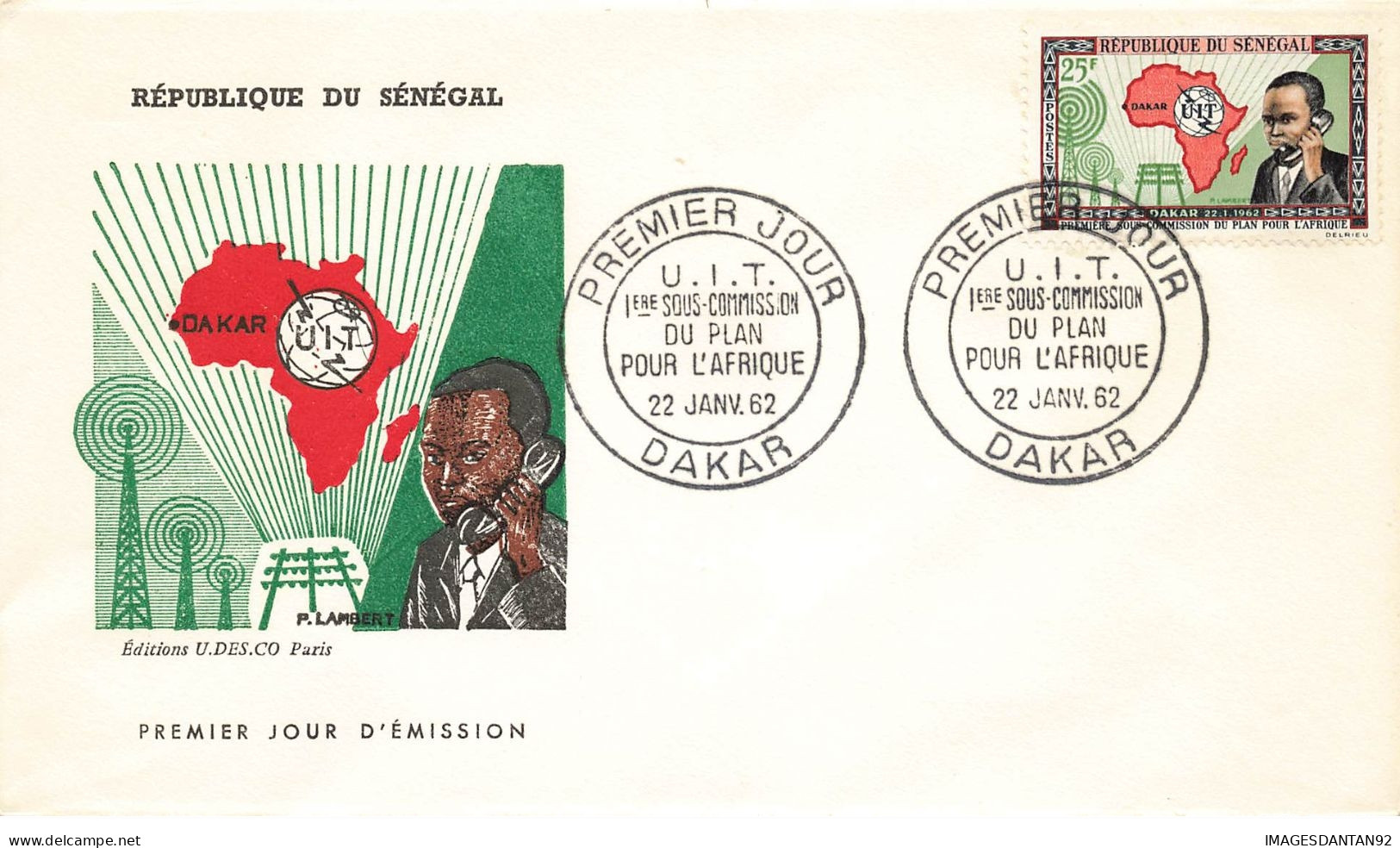 SENEGAL #26185 DAKAR 1962 PREMIER JOUR SOUS COMMISSION DU PLAN POUR AFRIQUE - Senegal (1960-...)