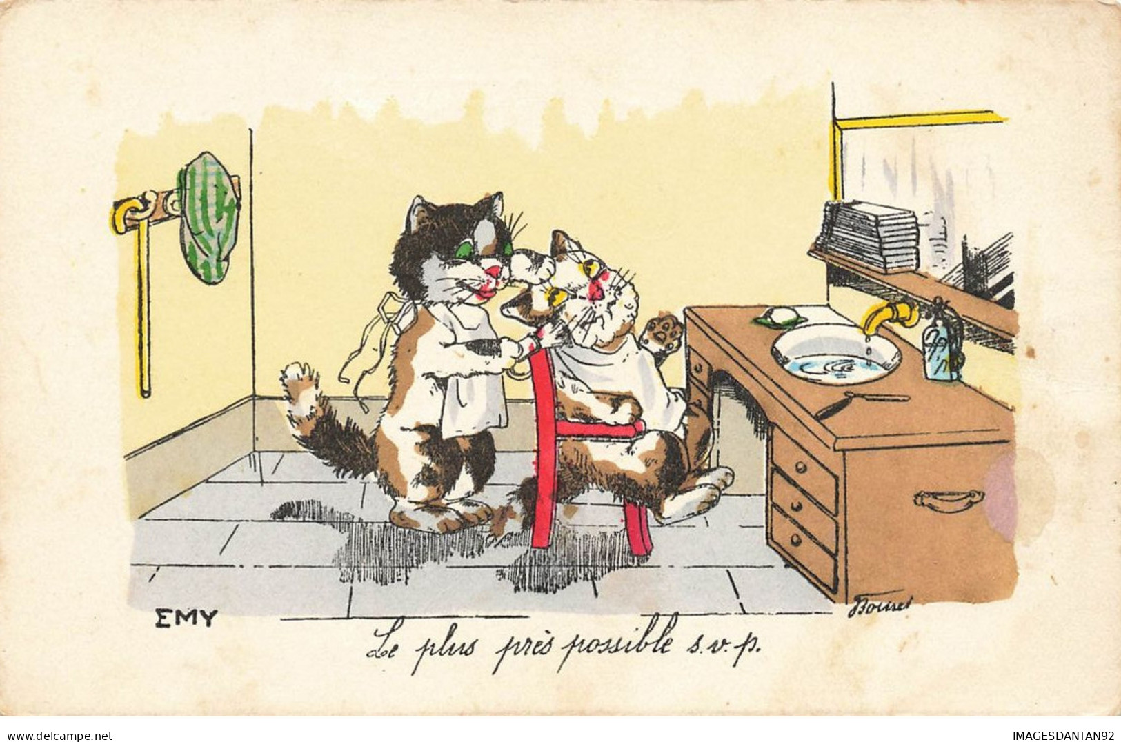 ILLUSTRATEUR #27280 GERMAINE BOURET CHATS CHAT CAT HUMANISE EMY LE PLUS PRES POSSIBLE - Bouret, Germaine