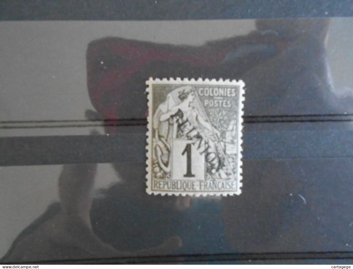 REUNION YT 17 ALLEGORIE Surchargé REUNION 1c. Noir S.azuré* - Unused Stamps