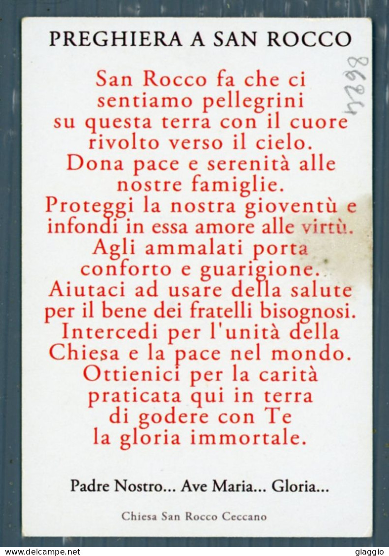 °°° Santino N. 8624 - S. Rocco Ceccano Cartoncino °°° - Religion & Esotérisme