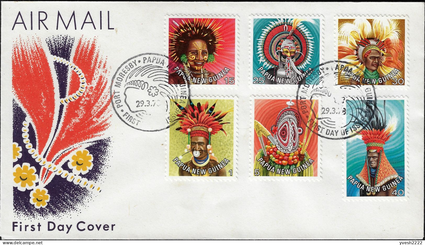 Papouasie Nouvelle Guinée PNG 1978 Y&T 340 à 345 Sur FDC. Coiffes Régionales, Masques, Couvre-chefs - Other & Unclassified