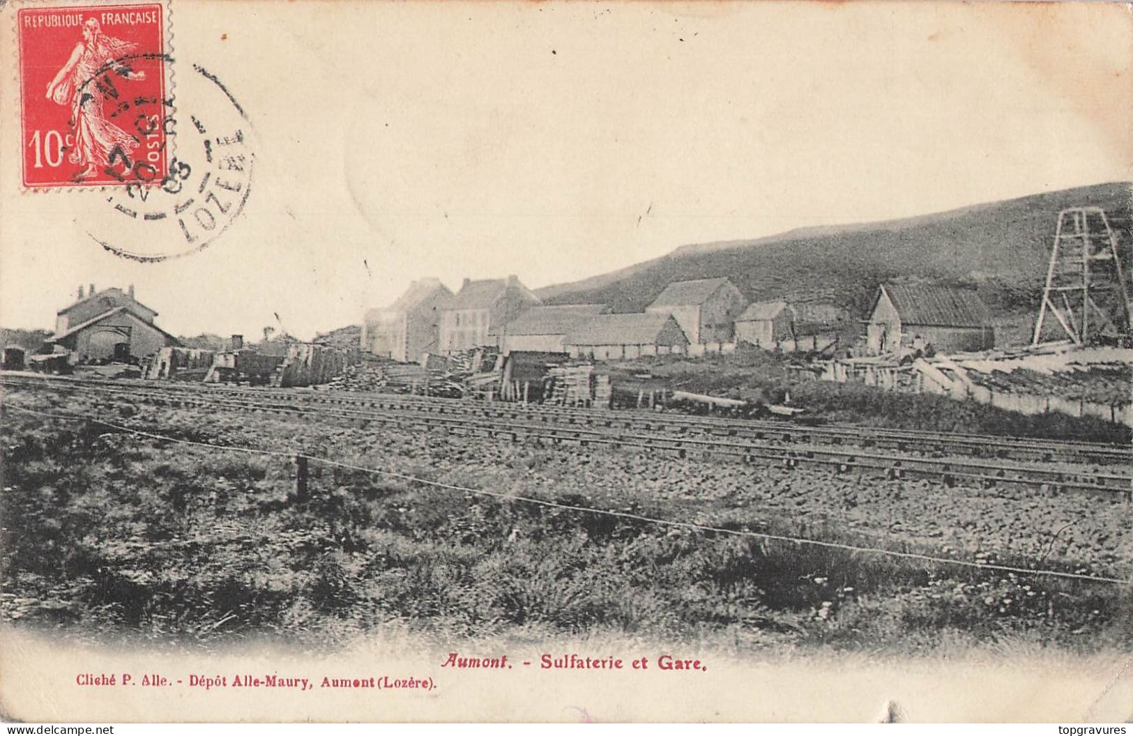 38 AUMONT SULFATERIE ET GARE - COUPURE EN BAS - 88680 - Aumont Aubrac