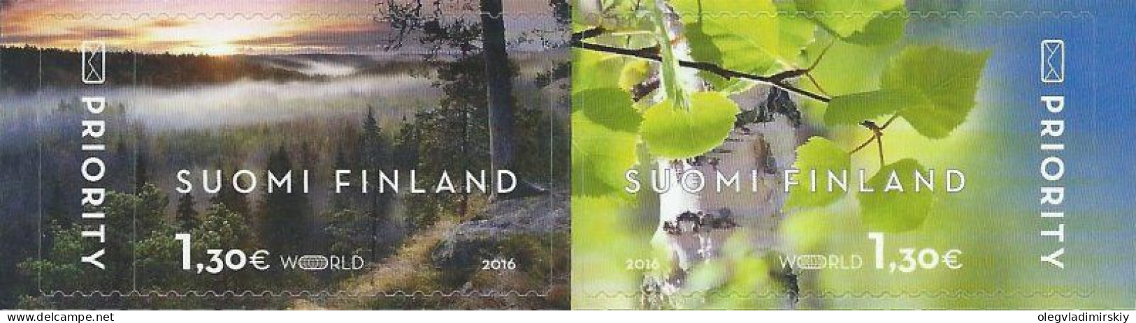 Finland Finnland Finlande 2016 Visiting Card From Finland Nature Trees Landscapes Posti Strip Of 2 Stamps MNH - Neufs