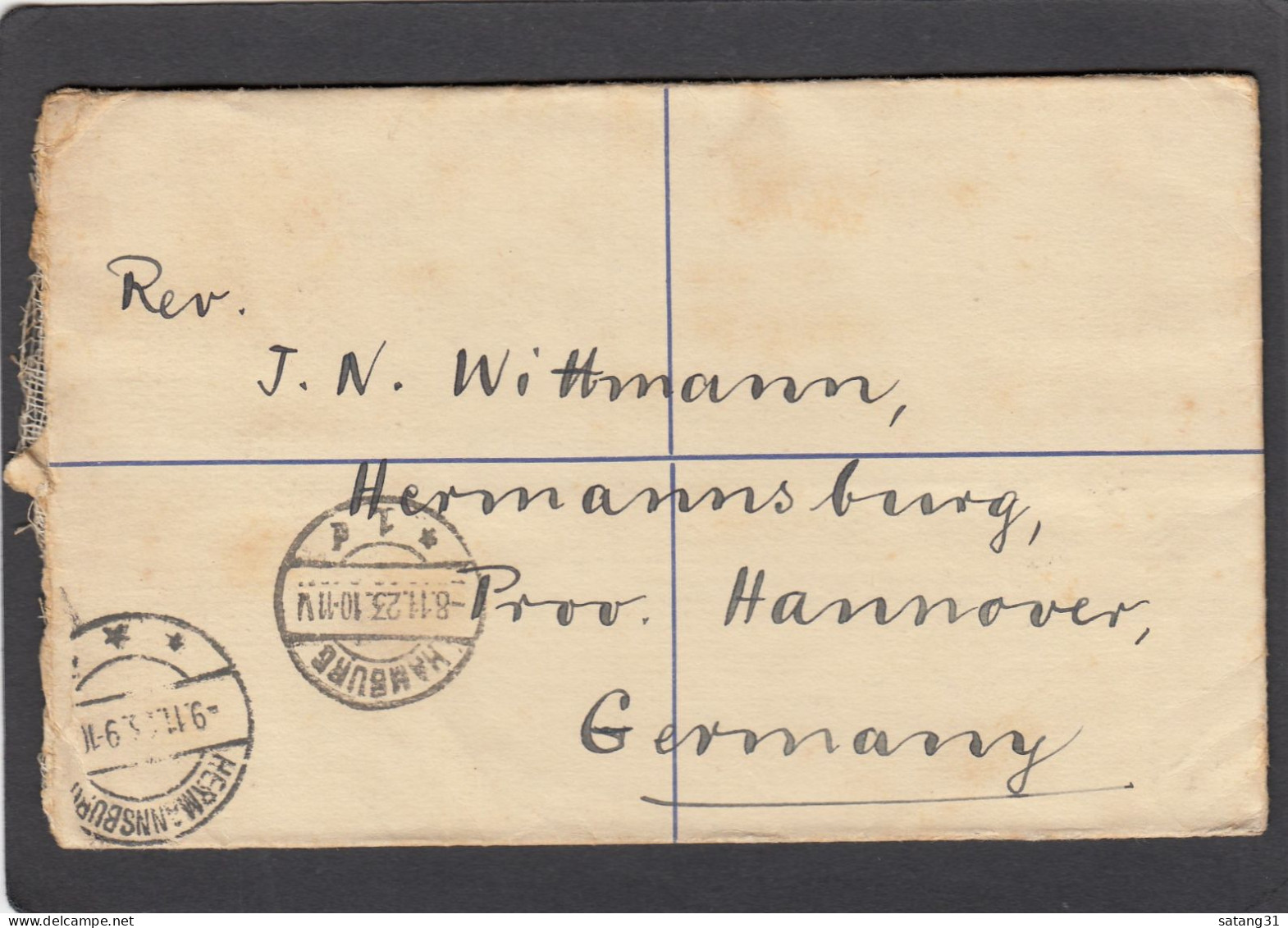 ENTIER POSTAL AVEC AFFRANCHISSEMENT COMPLEMENTAIRE(Y + T  15) DE BRANDFORT POUR L'ALLEMAGNE,2 CACHETS AU VERSO,1923. - Lettres & Documents