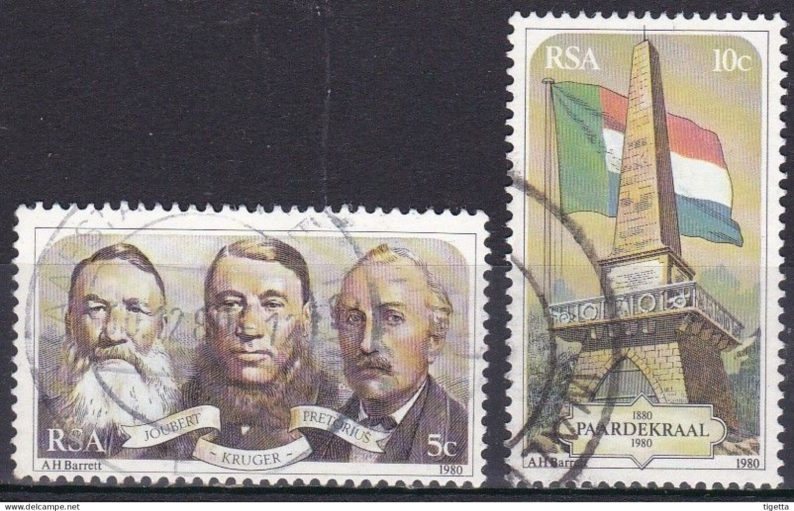 SUD AFRICA 1980 100° ANNIVERSARIO DEL MONUMENTO PAARDEKRAAL SERIE COMPLETA USATA COME DA FOTO - Used Stamps