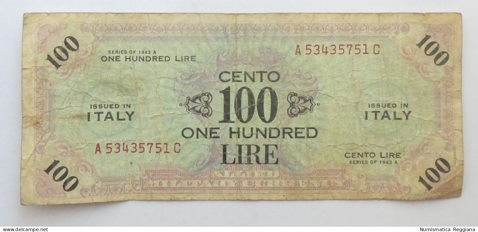 Allied Military Currency - Italia - Banconota 100 Lire 1943 A Bilingue - Otros & Sin Clasificación