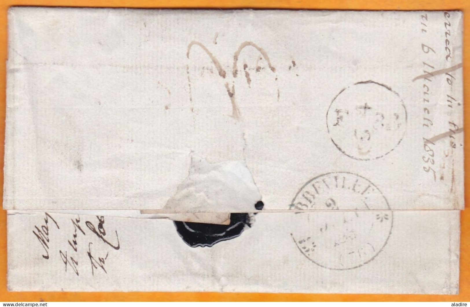 1833 - KWIV - Enveloppe Pliée Avec Corresp D'Angleterre Vers ABBEVILLE, Somme, France - POSTE RESTANTE - Storia Postale