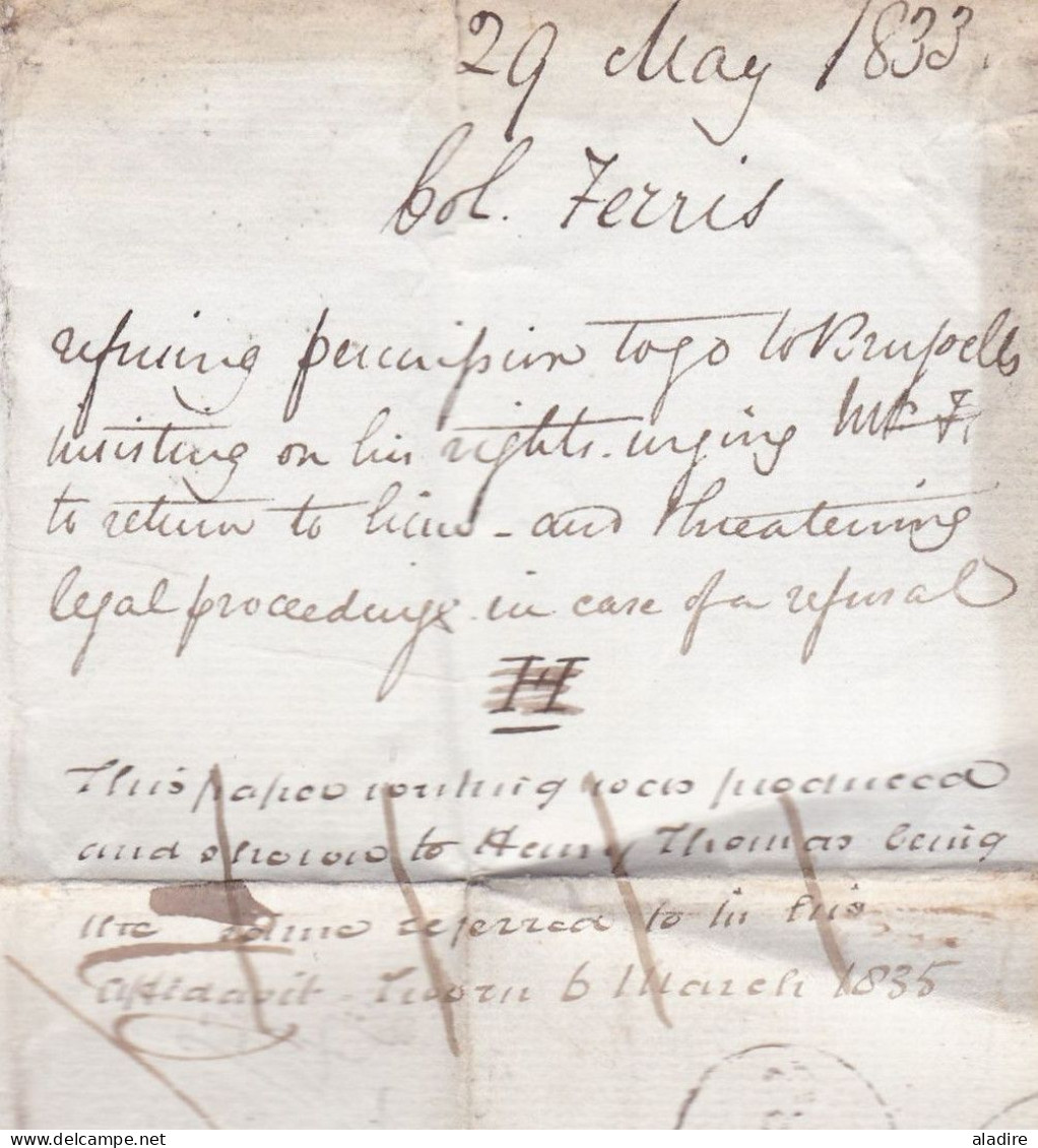 1833 - KWIV - Enveloppe Pliée Avec Corresp D'Angleterre Vers ABBEVILLE, Somme, France - POSTE RESTANTE - Postmark Collection